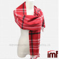 Cashmere Wool Woven Scarf Red Tartan Plaid Scarf